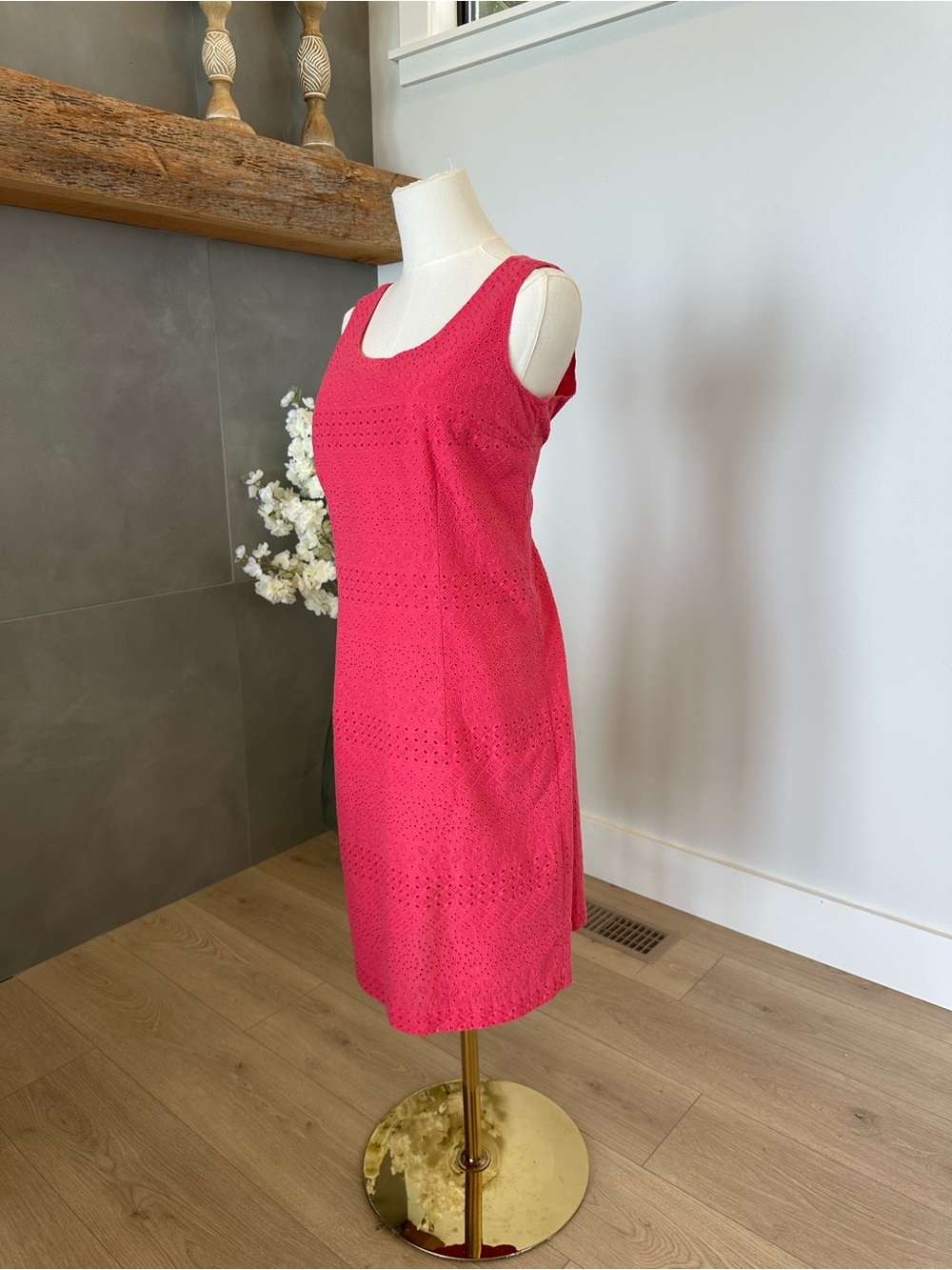 L.L. Bean Pink Eyelet Midi Dress - Picture 6 of 8